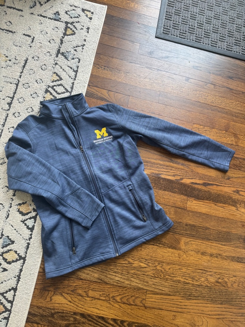 University of Michigan Navy Zip-Up Jacket with Michigan Medicine logo